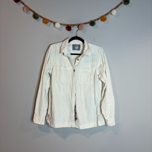 L.L. Bean off white corduroy shacket jacket - Picture 1 of 5